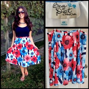 4X 20W women MODCLOTH floral print flare skirt